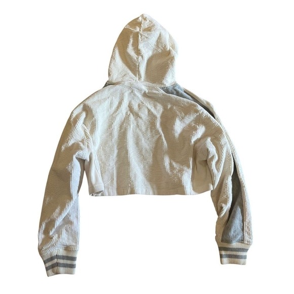 Champion Corduroy Cropped Hoodie Pullover Sweatshirt SZ Med - Picture 2 of 3